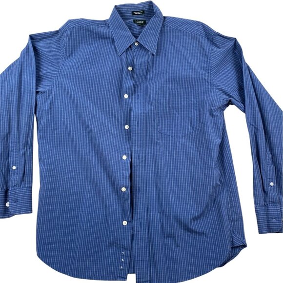 J. Crew Men's Shirt Medium 15-15.5 Blue Plaid Long Sleeve Button-Down - Picture 1 of 6
